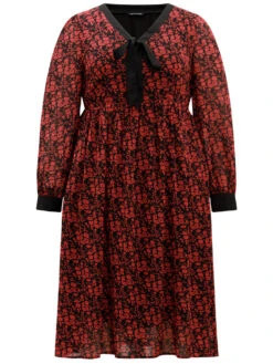 Ditsy Floral Patchwork Elastic Waist Ties Dress -Bloomchic Shop 316382267 iy