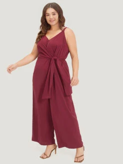 Plain Surplice Neck Twist Front Cami Jumpsuit 12 Plain Surplice Neck Twist Front Cami Jumpsuit -Bloomchic Shop 31662928 xp