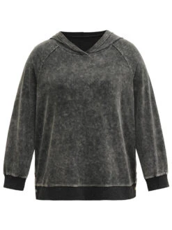 Contrast Patchwork Hooded Raglan Sleeve Sweatshirt -Bloomchic Shop 317017192 ts