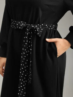 Polka Dot Belted Pocket Elastic Waist Jumpsuit -Bloomchic Shop 317573568 au