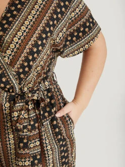 Bandana Print Surplice Neck Belted Ruffle Sleeve Jumpsuit -Bloomchic Shop 317589963 ix