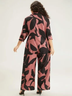Silhouette Floral Print Zipper Belted Jumpsuit -Bloomchic Shop 319609360 uc
