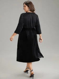 Rhinestone Patchwork Velvet Elastic Waist Dress -Bloomchic Shop 320791417 ev