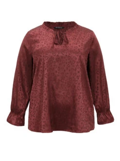 Solid Knot Neck Frill Trim Flutter Sleeve Blouse -Bloomchic Shop 322307390 sy