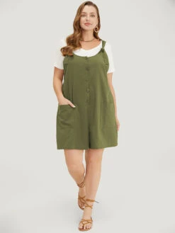 Solid Pocket Button Detail Knot Shoulder Overall Romper -Bloomchic Shop 323671926 wn 0a0f88b7 5164 4dd4 8ff1 35a669bb5c5a