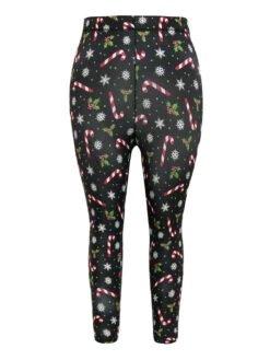 Christmas Print Elastic Waist Skinny Leggings -Bloomchic Shop 325681475 mv