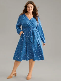 Polka Dot Pocket Elastic Waist Ties Dress -Bloomchic Shop 325968898 uk