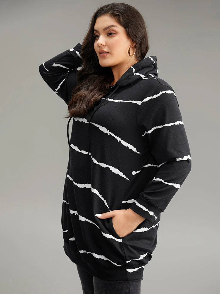 Striped Pocket Hooded Drawstring Sweatshirt 7 Striped Pocket Hooded Drawstring Sweatshirt - Image 5