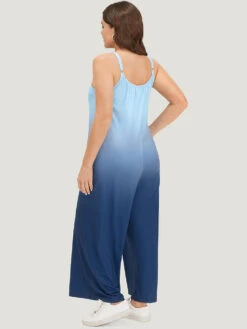 Ombre Scoop Neck Pocket Adjustable Straps Jumpsuit -Bloomchic Shop 328160494 sc