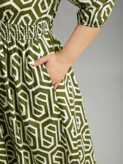 Geometric Print V Neck Shirred Dress 14 Geometric Print V Neck Shirred Dress -Bloomchic Shop 330302212 gr