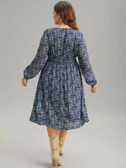 Boho Print Pocket Shirred Gathered Dress 12 Boho Print Pocket Shirred Gathered Dress -Bloomchic Shop 330956351 ix