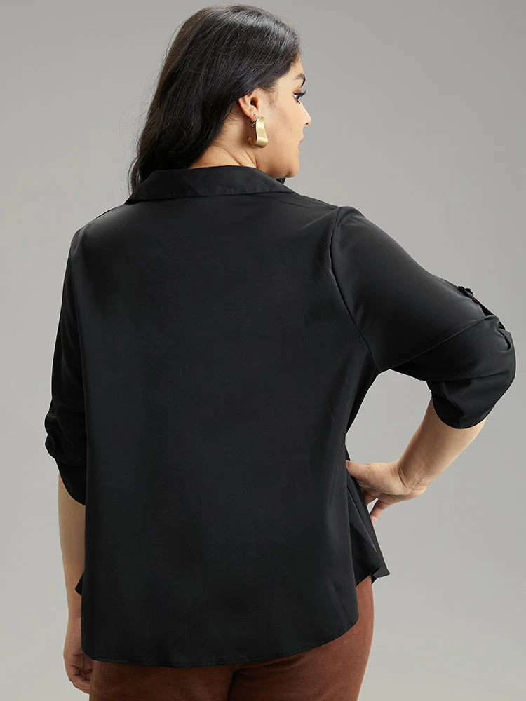 Anti-Wrinkle Solid Cowl Neck Tab Sleeve Blouse 7 Anti-Wrinkle Solid Cowl Neck Tab Sleeve Blouse - Image 5