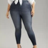 Denim Effect Print Pocket High Rise Leggings -Bloomchic Shop 331991713 ye