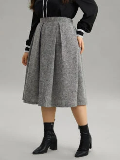 Plain Texture Pleated Pocket Cropped Skirt 13 Plain Texture Pleated Pocket Cropped Skirt -Bloomchic Shop 334862253 wz