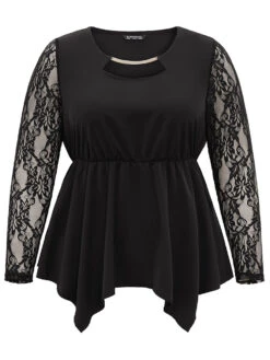 Guipure Lace Metal Detail Cut Out Hanky Hem Blouse 13 Guipure Lace Metal Detail Cut Out Hanky Hem Blouse -Bloomchic Shop 335150967 oy 7cd2de71 f343 4b3c 872d 88fe2cf7a1d4