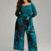 Floral Square Neck Gathered Belted Jumpsuit 1 Floral Square Neck Gathered Belted Jumpsuit -Bloomchic Shop 336210497 yp