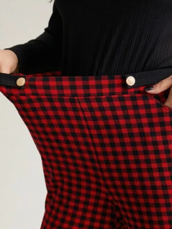 Gingham Bootcut Split Hem Metal Detail Pants 13 Gingham Bootcut Split Hem Metal Detail Pants -Bloomchic Shop 336735837 ho