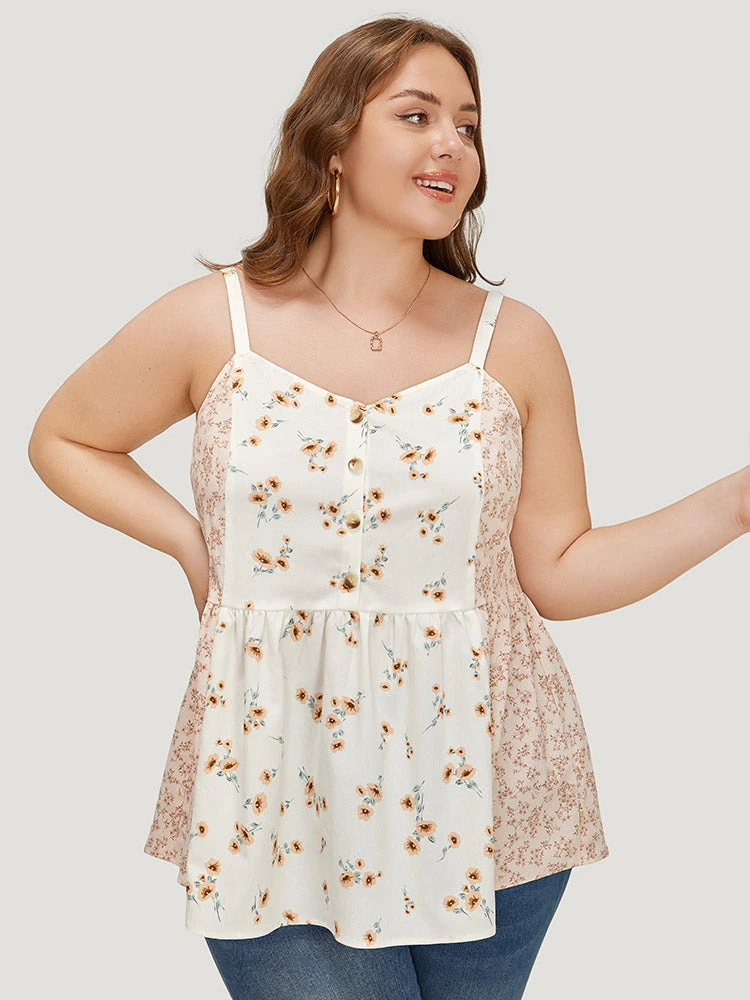 Ditsy Floral Patchwork Flutter Hem Cami Top 7 Ditsy Floral Patchwork Flutter Hem Cami Top - Image 5
