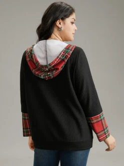 Christmas Plaid Patchwork Hooded Zipper Sweatshirt -Bloomchic Shop 337554807 pm