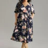 Floral Print Pleated Ties Wrap Lantern Sleeve Dress 1 Floral Print Pleated Ties Wrap Lantern Sleeve Dress -Bloomchic Shop 337656447 or