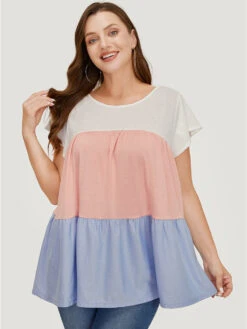 Color Block Contrast Cap Sleeve Tank Top