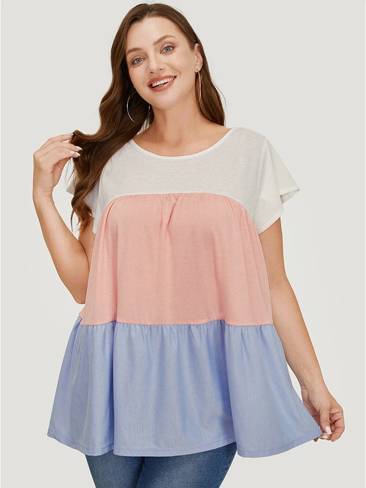 Color Block Contrast Cap Sleeve Tank Top 3 Color Block Contrast Cap Sleeve Tank Top