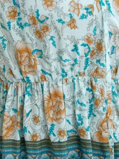 Floral Print Tie Neck Keyhole Ruffles Cold Shoulder Blouse -Bloomchic Shop 340173294 df