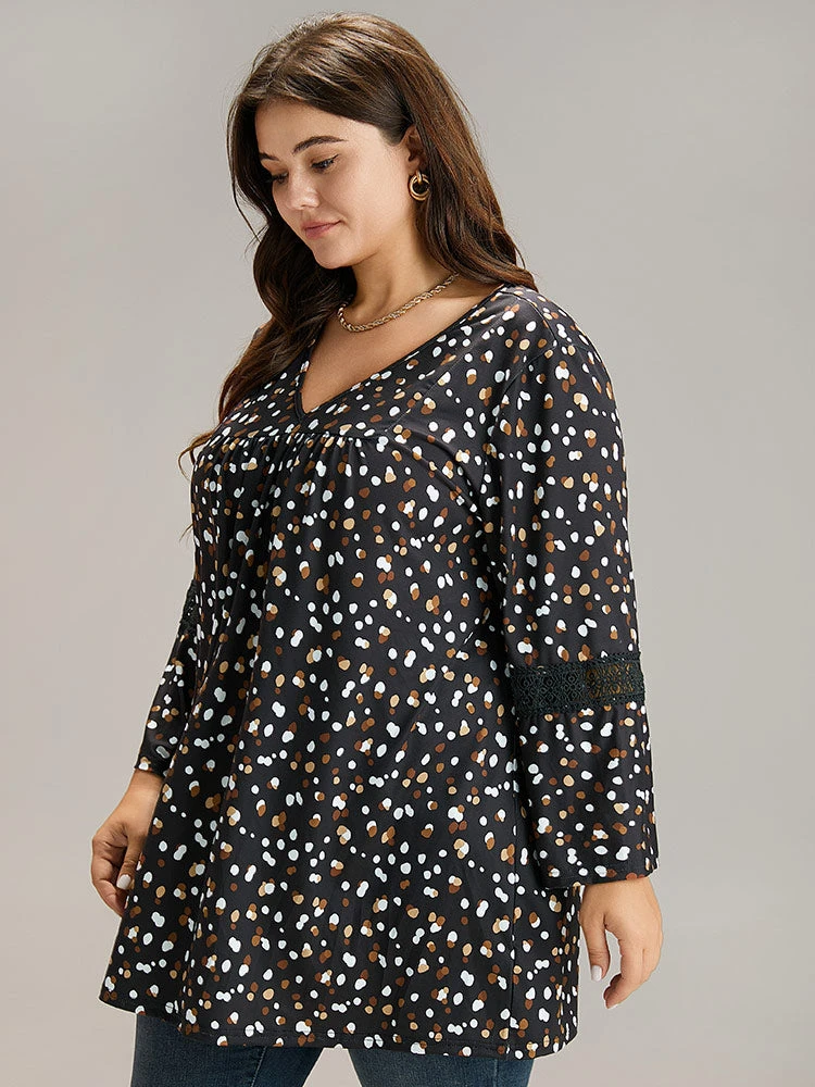 Allover Print Guipure Lace Plicated Detail T-shirt 6 Allover Print Guipure Lace Plicated Detail T-shirt - Image 4