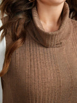 Rib Knit Patchwork Pocket Turtle Neck Dress -Bloomchic Shop 343545954 bx