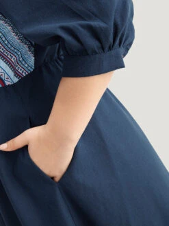 Boho Print Striped Patchwork Lantern Sleeve Dress 18 Boho Print Striped Patchwork Lantern Sleeve Dress -Bloomchic Shop 343598090 yb