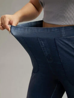 Denim Effect Prin Elastic Waist Flare Leg Leggings 16 Denim Effect Prin Elastic Waist Flare Leg Leggings -Bloomchic Shop 343934628 px