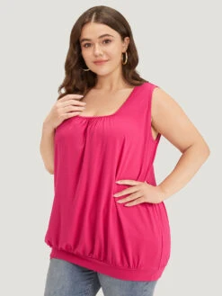 Solid Plicated Detail Square Neck Tank Top 12 Solid Plicated Detail Square Neck Tank Top -Bloomchic Shop 344068855 wp