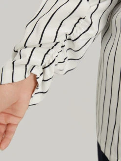 Striped Pocket Gathered Lapel Collar Blazer 20 Striped Pocket Gathered Lapel Collar Blazer -Bloomchic Shop 34630192 xt