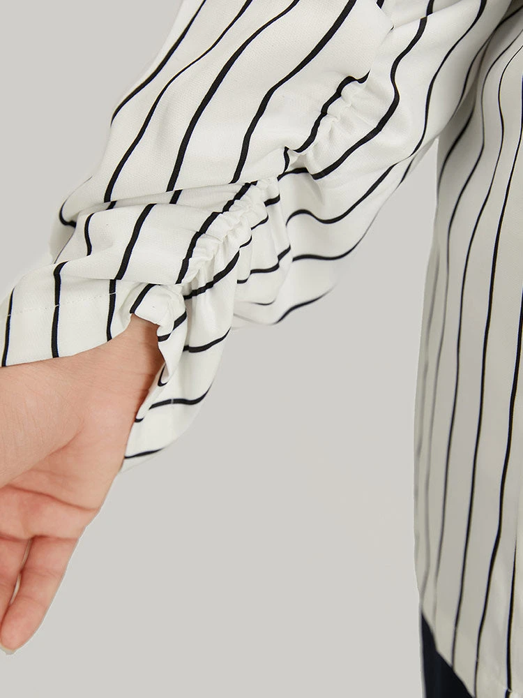 Striped Pocket Gathered Lapel Collar Blazer 11 Striped Pocket Gathered Lapel Collar Blazer - Image 9