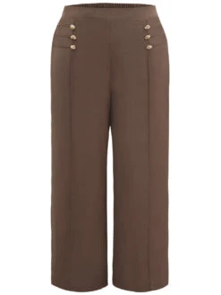 Static-Free Button Detail Seam Detail Elastic Waist Pants 13 Static-Free Button Detail Seam Detail Elastic Waist Pants -Bloomchic Shop 346415059 jp