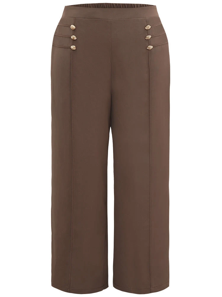 Static-Free Button Detail Seam Detail Elastic Waist Pants 8 Static-Free Button Detail Seam Detail Elastic Waist Pants - Image 6