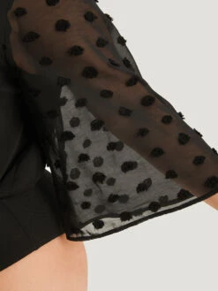 Polka Dot Patchwork Mesh Bell Sleeve Bodysuit 18 Polka Dot Patchwork Mesh Bell Sleeve Bodysuit -Bloomchic Shop 346963296 co