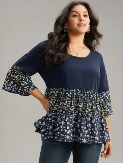 Ditsy Floral Patchwork Tiered Flutter Sleeve Blouse -Bloomchic Shop 348345605 bd cec17628 84d6 4484 b570 c03084417d92