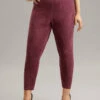 Solid Elastic Waist Texture Very Stretchy Leggings -Bloomchic Shop 349370234 rf