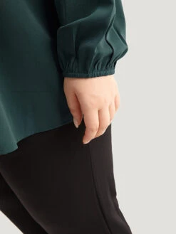 Anti-Wrinkle Asymmetrical Button Gathered Blouse -Bloomchic Shop 349449189 ts