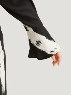 Brush Print Button Up Belted Bell Sleeve Jumpsuit 15 Brush Print Button Up Belted Bell Sleeve Jumpsuit -Bloomchic Shop 352164842 yf