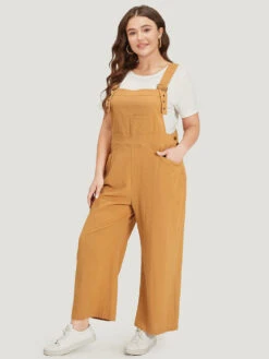 Solid Patched Pocket Overall Cami Jumpsuit -Bloomchic Shop 353412761 wt
