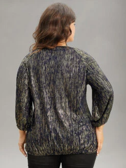 Glitter Galaxy Wrap Lantern Sleeve Blouse 8 Glitter Galaxy Wrap Lantern Sleeve Blouse -Bloomchic Shop 354751654 vr