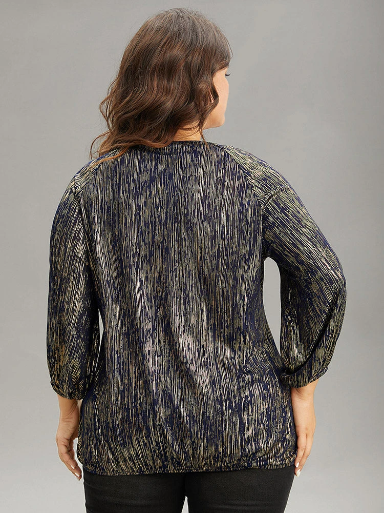 Glitter Galaxy Wrap Lantern Sleeve Blouse 4 Glitter Galaxy Wrap Lantern Sleeve Blouse - Image 2