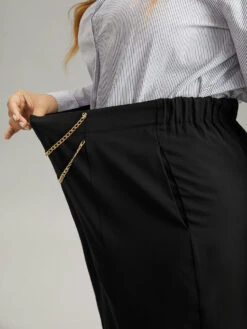Static-Free Metal Chain Detail Split Hem Pants -Bloomchic Shop 358157229 yp