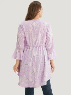 Floral Bell Sleeve Button Through High Low Hem Blouse -Bloomchic Shop 359015638 fw 764c4df4 0034 4edf b2c8 9d418af051ba