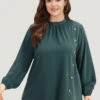 Anti-Wrinkle Asymmetrical Button Gathered Blouse -Bloomchic Shop 359969851 bc 4f742fb8 447e 4af5 86c6 597189ce0a31