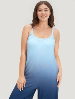 Ombre Scoop Neck Pocket Adjustable Straps Jumpsuit -Bloomchic Shop 361023153 uk