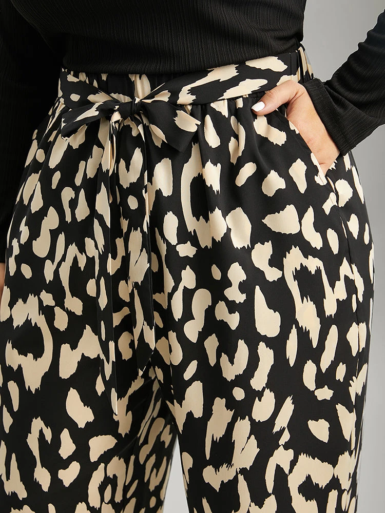 Leopard Elastic Waist Ties Wide Leg Pants 7 Leopard Elastic Waist Ties Wide Leg Pants - Image 5