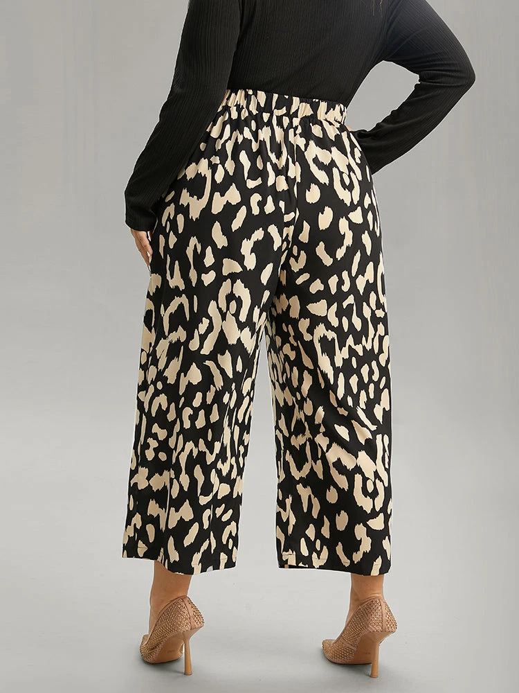 Leopard Elastic Waist Ties Wide Leg Pants 4 Leopard Elastic Waist Ties Wide Leg Pants - Image 2